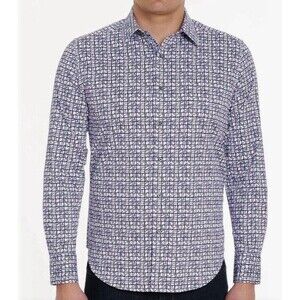 Robert Graham Mens Geometric Print Long Sleeve Button Down Shirt Size M
